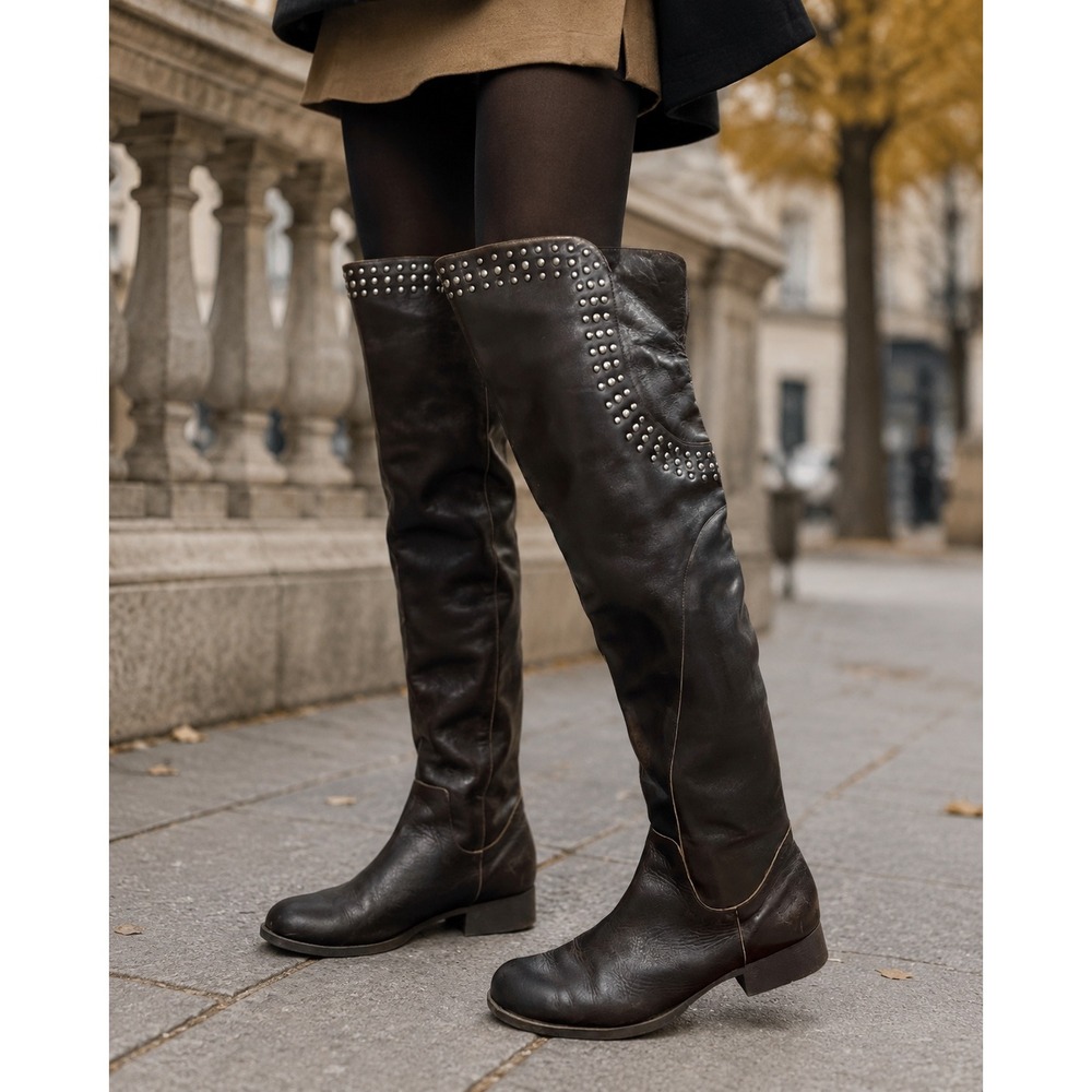 Matisse Thunder Road Leather Studded Over Knee Boots Women's 9.5
